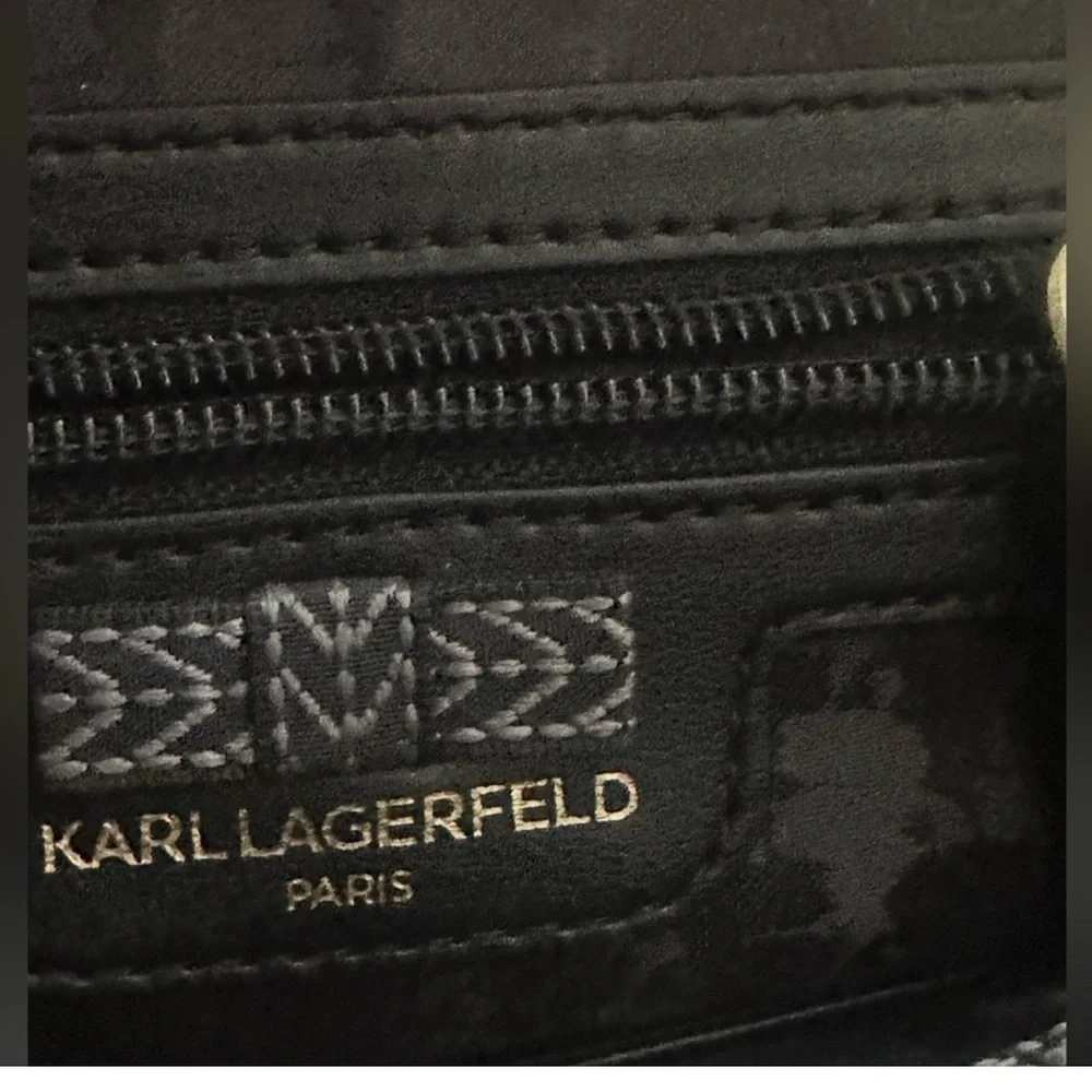 Karl Lagerfeld Black Quilted Chain Shoulder Bag - Picture 6 of 10